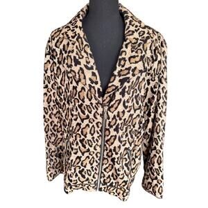 Chico’s Leopard Print Open Front Jacket Women’s Size 3